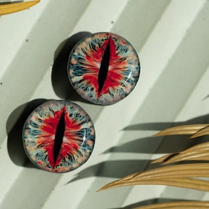 Red dragon cat eye iris image ear wooden or clay tunnels 4,5,6,8,10,11,12,14,16,18,20-40mm;6,4,2g,0g,00g;1/4,5/16,3/8,1/2,9/16,5/8,3/4&quot;