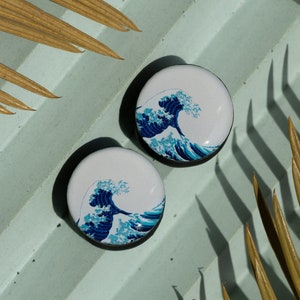 Japan wave blue image ear wooden or clay tunnels 4,5,6,8,10,11,12,14,16,18,20,22,24-40mm;6,4,2g,0g,00g;1/4,5/16,3/8,1/2,9/16,5/8,3/4"