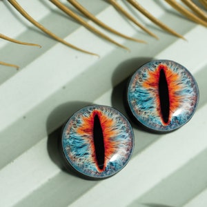 Blue dragon cat eye iris image ear wooden or clay tunnels 4,5,6,8,10,11,12,14,16,18,20-40mm;6,4,2g,0g,00g;1/4,5/16,3/8,1/2,9/16,5/8,3/4&quot;