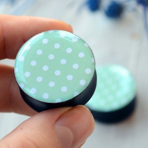 Pair gauges Polka Dot image wooden or clay ear plugs 4,5,8,10,11,12,14,16,18,19,25-40mm;6g,4g,2g,0g,00g;1/4,5/16,3/8,1/2,9/16,5/8,3/4,7/8&quot;