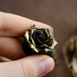 Gold  Rosebud flowers wedding plugs,Ear gauges 8,10,12,14,16,18,20,22,24,26,28,30mm;0g,00g;5/16&quot;,3/8&quot;,1/2&quot;,9/16&quot;,5/8&quot;,3/4&quot;,7/8&quot;,1 1/4&quot;