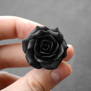 Black Rosebud flowers plugs,Wedding tunnels,Bride gauge,8,10,12,14,16,18,20,22,24-30mm;2g,0g,00g;5/16&quot;,3/8&quot;,1/2&quot;,9/16&quot;,5/8&quot;,3/4&quot;,7/8&quot;,1 1/4&quot;