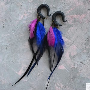 Boho feathers plugs gauges,hanger feather eriings,dangling plug,size 4,6,8,10,11,12,14,16,18,20 mm,6g,4g,2g,0g,00g,1/4,1/2,5/16,9/16,5/8,3/4 image 3