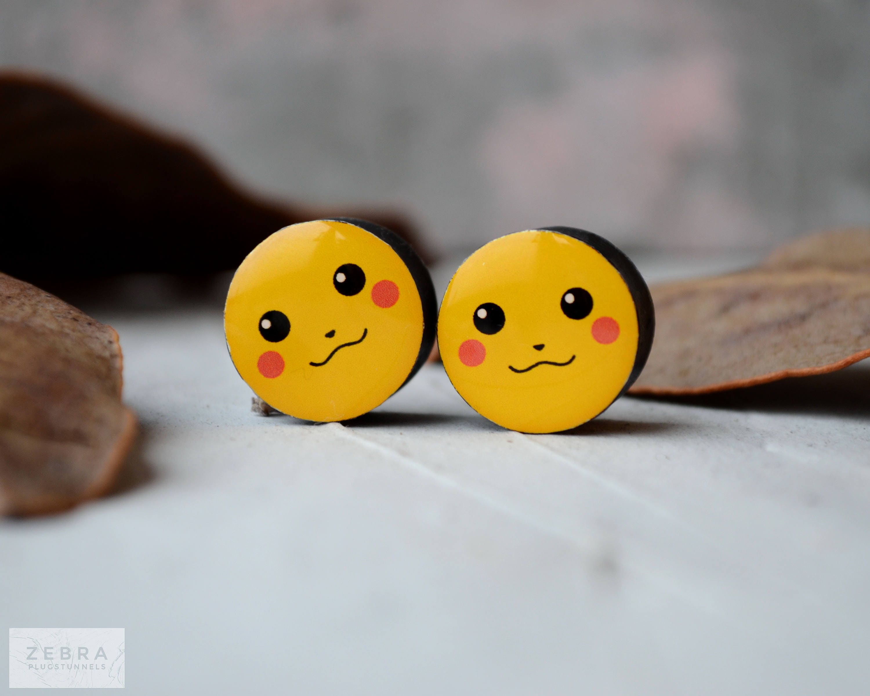 Pair anime Plugs image ear wood or clay gauges Etsy