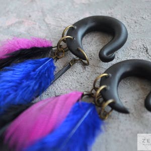 Boho feathers plugs gauges,hanger feather eriings,dangling plug,size 4,6,8,10,11,12,14,16,18,20 mm,6g,4g,2g,0g,00g,1/4,1/2,5/16,9/16,5/8,3/4 image 4