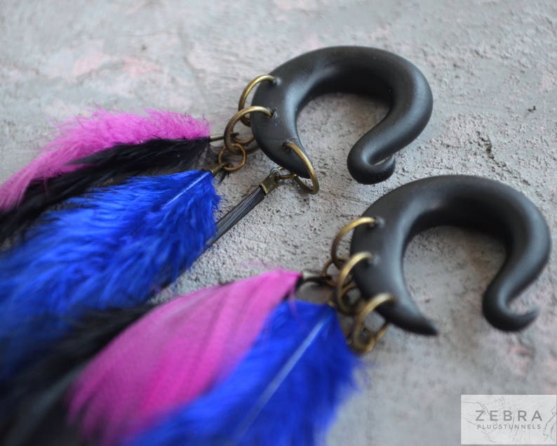 Boho feathers plugs gauges,hanger feather eriings,dangling plug,size 4,6,8,10,11,12,14,16,18,20 mm,6g,4g,2g,0g,00g,1/4,1/2,5/16,9/16,5/8,3/4 image 4