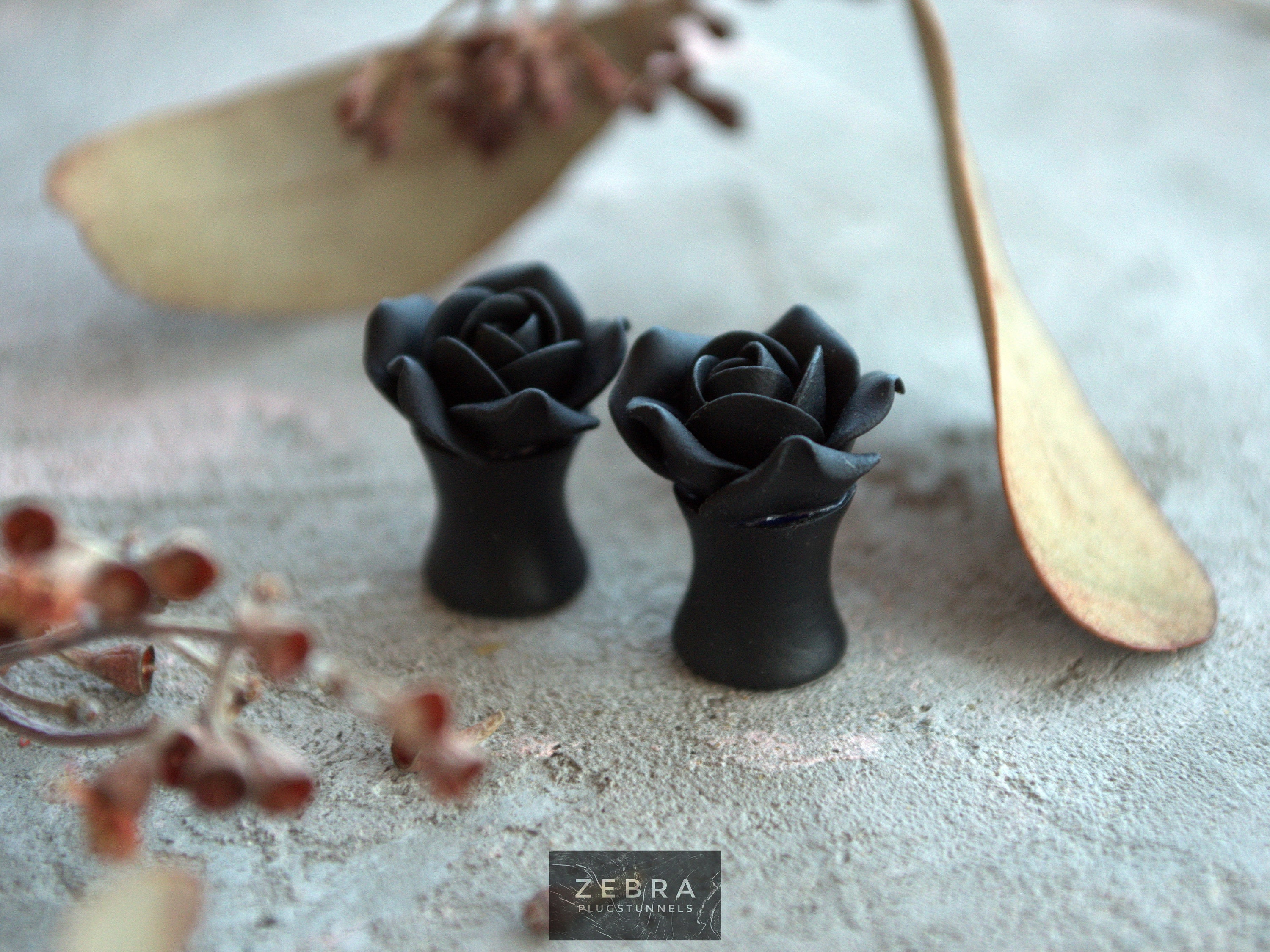 Black Rosebud flowers plugsWedding tunnelsBride Etsy