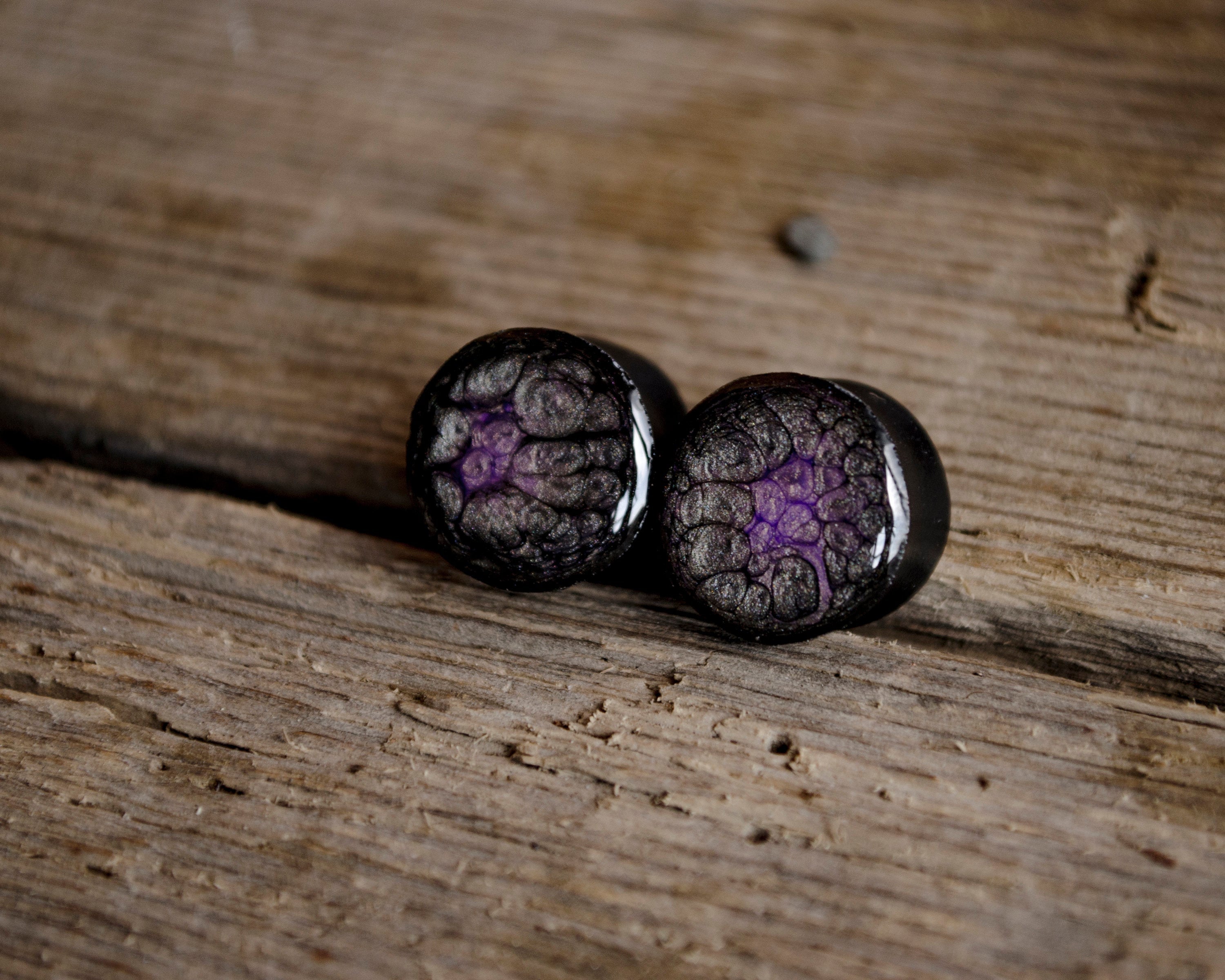 Black lilac galaxy ear gauges wood or clay plugs,4,5,6,8,10,12,14,16,18,20,22,24-40mm;6g,4g,2g,0g,00g;1/4,5/16,3/8,1/2,9/16,5/8,3/4,7/8"