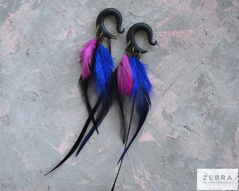 Boho feathers plugs gauges,hanger feather eriings,dangling plug,size 4,6,8,10,11,12,14,16,18,20 mm,6g,4g,2g,0g,00g,1/4,1/2,5/16,9/16,5/8,3/4 image 3