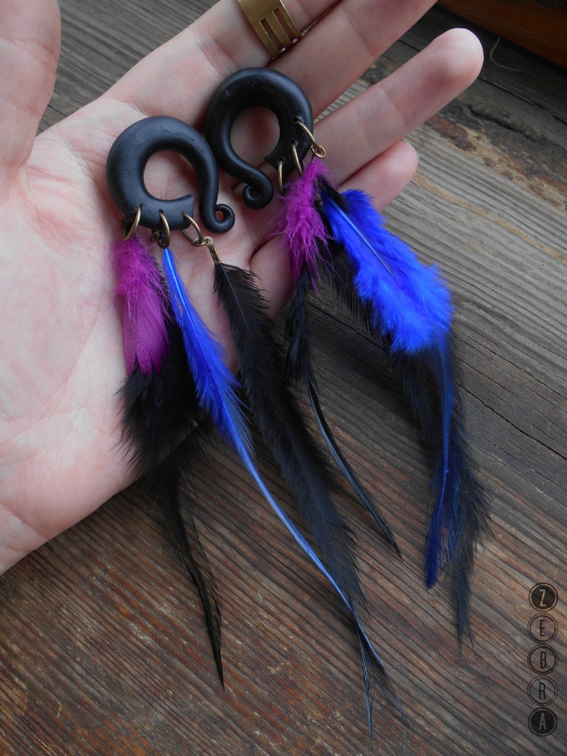 Boho feathers plugs gauges,hanger feather eriings,dangling plug,size 4,6,8,10,11,12,14,16,18,20 mm,6g,4g,2g,0g,00g,1/4,1/2,5/16,9/16,5/8,3/4 image 5