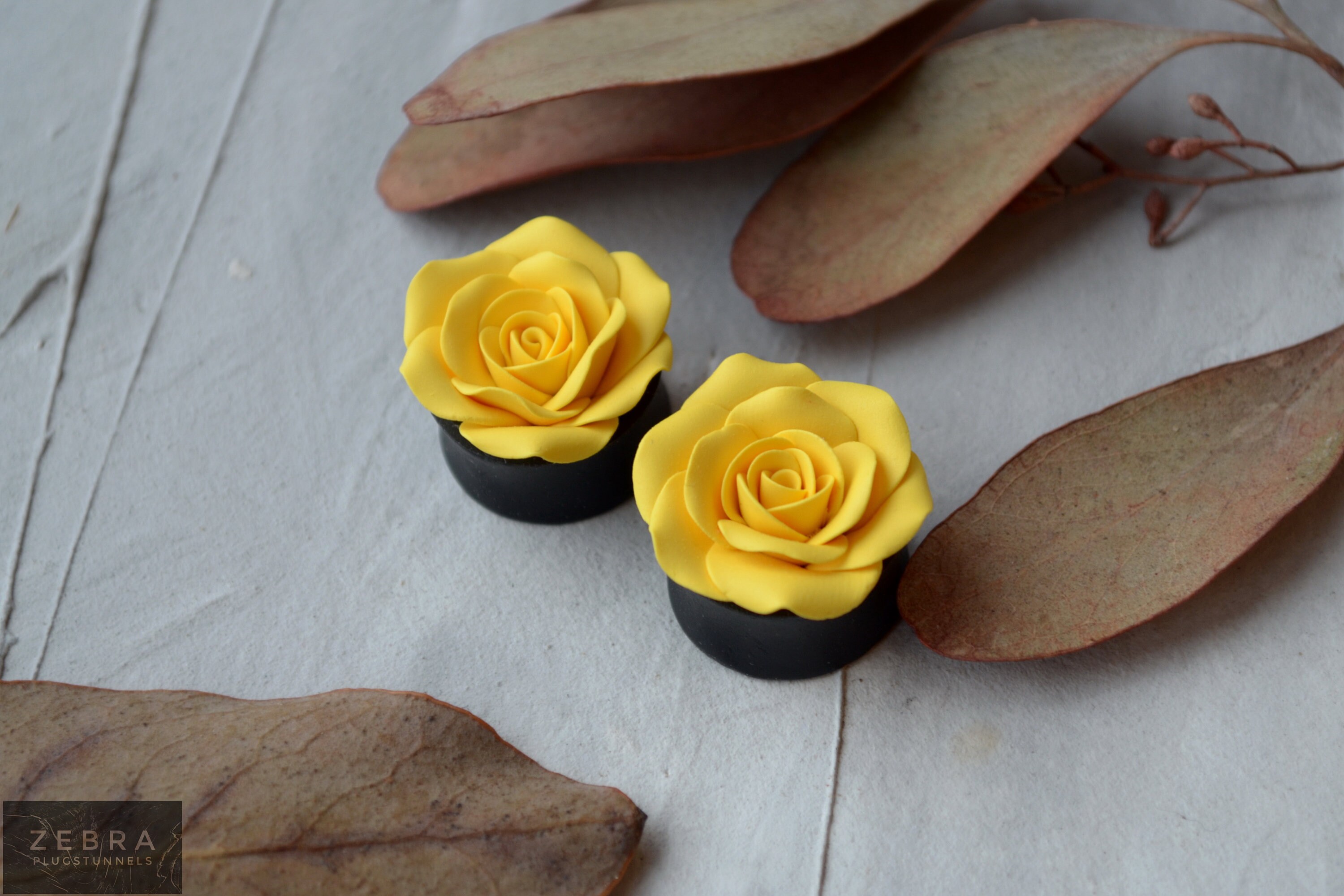 Yellow Rosebud flowers plugsWedding tunnelsBride plugs All Etsy España