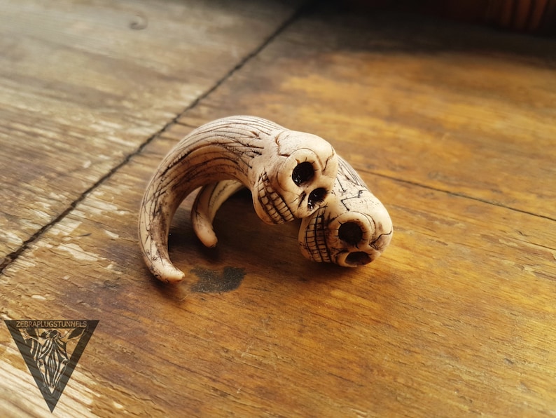Bone skull gauges ear hanging plugsPolymer clay gaugesCustom Etsy