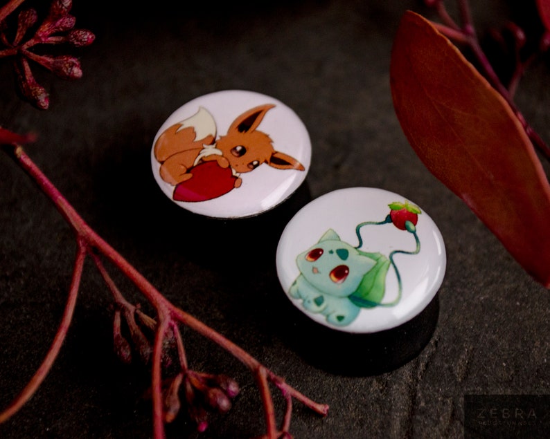 Pair anime Plugs image ear wood or clay gauges Etsy