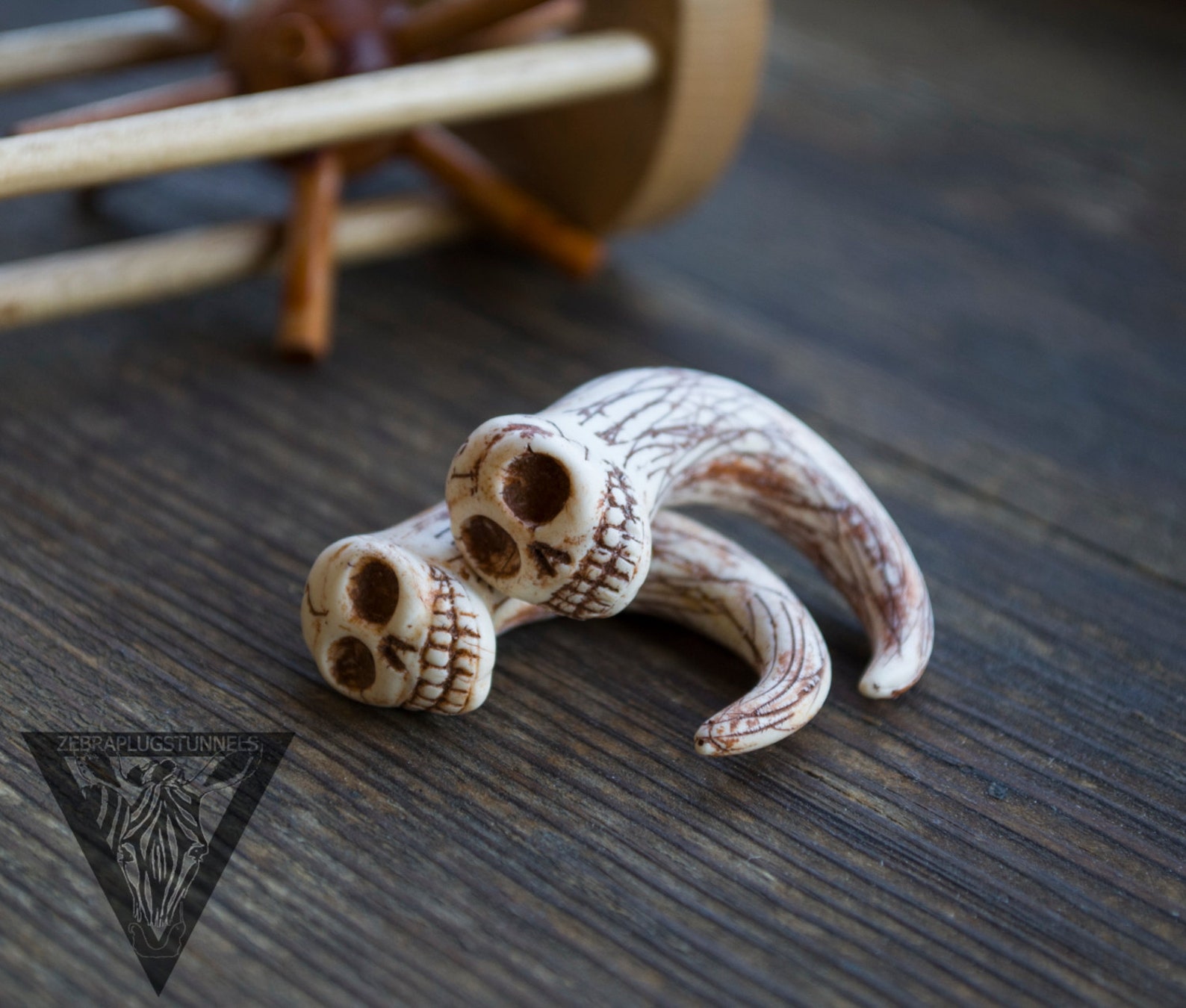 Bone skull gauges ear hanging plugsPolymer clay gaugesCustom Etsy
