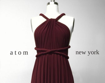 Burgundy Wine Red SHORT Infinity Dress Convertible Formal Multiway Wrap Bridesmaid Dress Cocktail Evening Dress Christmas Party Wedding