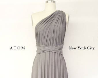 Silver Light Grey LONG Maxi Infinity Dress Gown Convertible Formal Multiway Wrap Dress Bridesmaid Dress Evening Dress Toga Dress