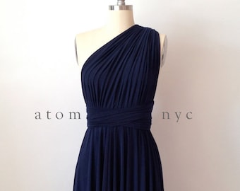 Navy Blue SHORT Infinity Dress Convertible Formal Multiway Wrap Dress Bridesmaid Dress Toga Cocktail Evening Dress