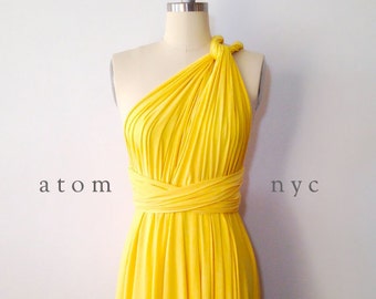 Yellow SHORT Infinity Dress Convertible Formal Multiway Wrap Dress Bridesmaid Dress Toga Cocktail Dress Evening Dress Weddings