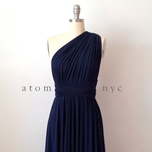 Navy Blue SHORT Infinity Dress Convertible Formal Multiway Wrap Dress Bridesmaid Dress Toga Cocktail Evening Dress