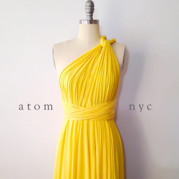 Yellow SHORT Infinity Dress Convertible Formal Multiway Wrap Dress Bridesmaid Dress Toga Cocktail Dress Evening Dress Weddings