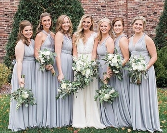 Floor Length LONG Ball Gown Maxi Infinity Dress Convertible Formal Multiway Wrap Bridesmaid Dress Evening Dress Wedding Grey Toga Party