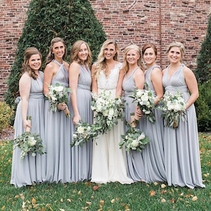 Floor Length LONG Ball Gown Maxi Infinity Dress Convertible Formal Multiway Wrap Bridesmaid Dress Evening Dress Wedding Grey Toga Party
