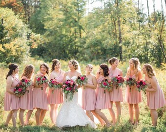 short floral bridesmaid dresses