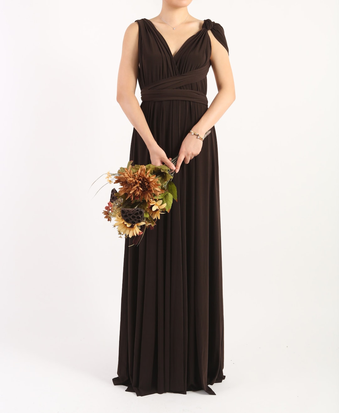 Chocolate Dark Brown LONG Floor Length Ball Gown Maxi Infinity Dress — free download