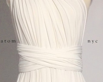 Off White Ivory SHORT Infinity Dress Convertible Formal Multiway Wrap Dress Bridesmaid Dress Toga Cocktail Bridal Evening Dress Graduation