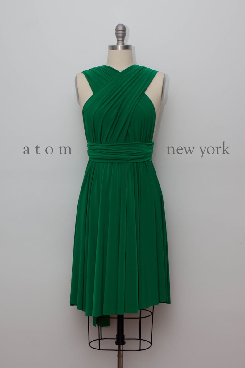 Emerald Green SHORT Infinity Dress Convertible Formal Multiway Wrap Dress Bridesmaid Dress Party Dress Cocktail Dress Evening Dress image 1