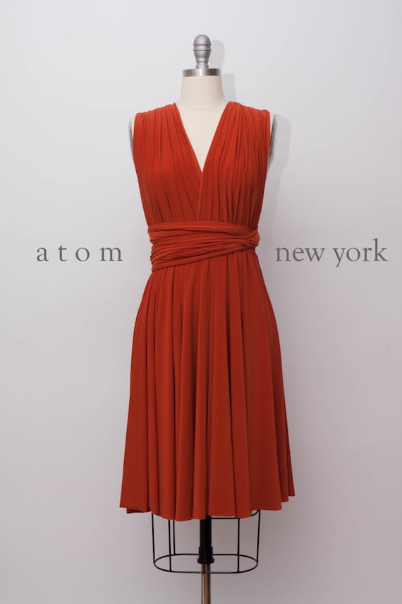 rust orange formal dress