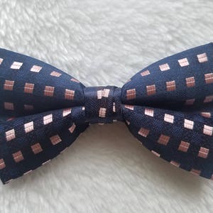 CHILDREN&#39;S Pink and Navy Bow Tie - Pre Tied | Wedding | Page Boy | Ring Bearer | Polka Dot | Squares | Patterned | Children | Boy | Gift