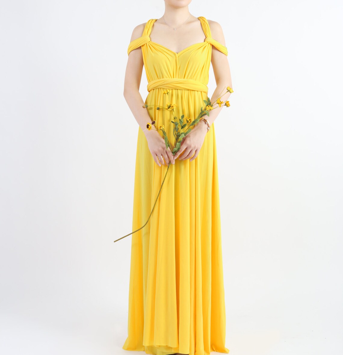 yellow floor length gown