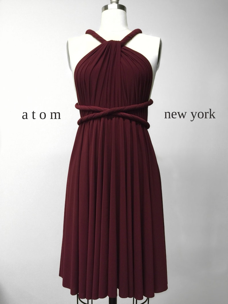 Burgundy Wine Red SHORT Infinity Dress Convertible Formal Multiway Wrap Bridesmaid Dress Cocktail Evening Dress Christmas Party Wedding image 1