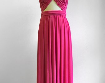 Hot Pink LONG Floor Length Ball Gown Infinity Dress Convertible Formal Multiway Wrap Dress Bridesmaid Dress Party Evening Dress