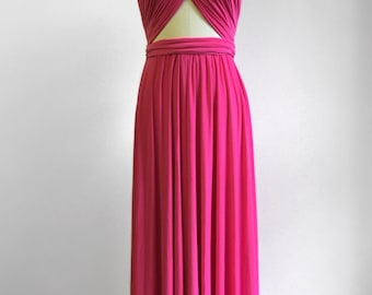 Hot Pink LONG Floor Length Ball Gown Infinity Dress Convertible Formal Multiway Wrap Dress Bridesmaid Dress Party Evening Dress