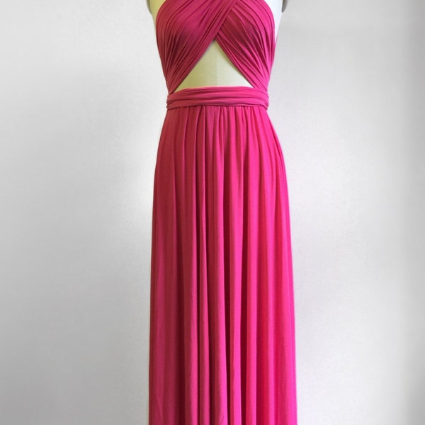 Hot Pink LONG Floor Length Ball Gown Infinity Dress Convertible Formal Multiway Wrap Dress Bridesmaid Dress Party Evening Dress