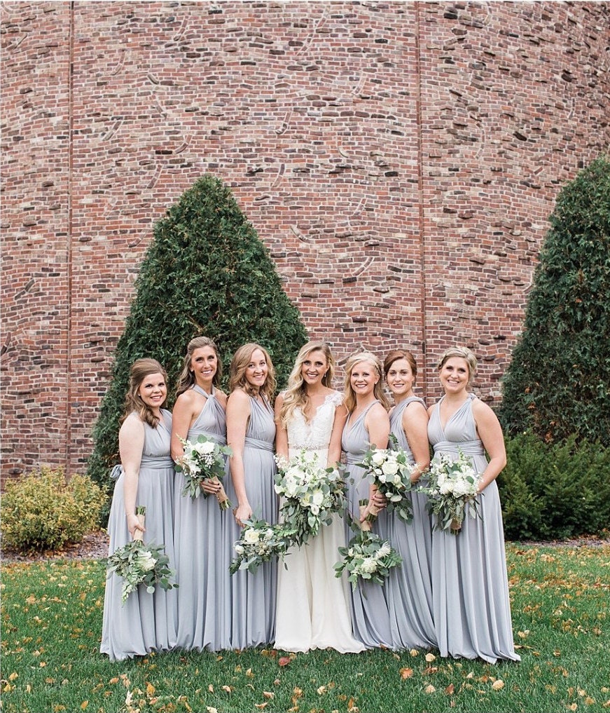 light grey dresses bridesmaid Light Gray Chiffon Off Shoulder Bridesmaid Dress PB164 main image 0