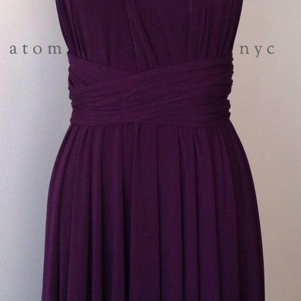 Dark Purple Grape Eggplant SHORT Infinity Dress Convertible Formal Multiway Wrap Bridesmaid Dress Cocktail Evening Wedding