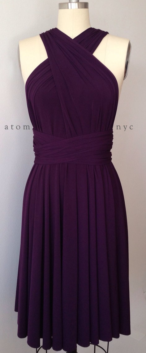 Dark Purple Grape Eggplant SHORT Infinity Dress Convertible Formal Multiway Wrap Bridesmaid Dress Cocktail Evening Wedding