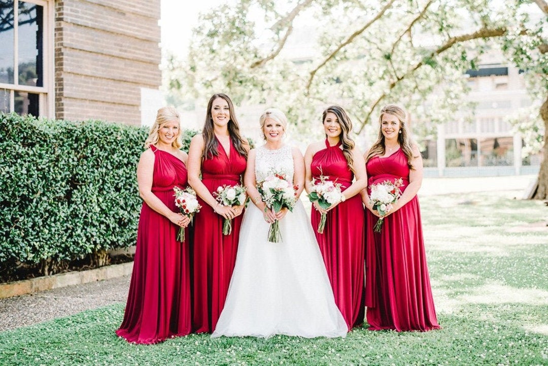 Infinity Dress Apple Red Bridesmaid Dresses Cheap Women's Infinity  Bridesmaids Multi-Way Wrap Convertible Dress