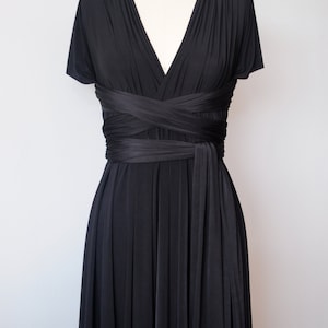 Black SHORT Infinity Dress Convertible Formal Multiway Wrap Dress Bridesmaid Dress Toga Cocktail Dress Evening Dress Bridal Knee Length