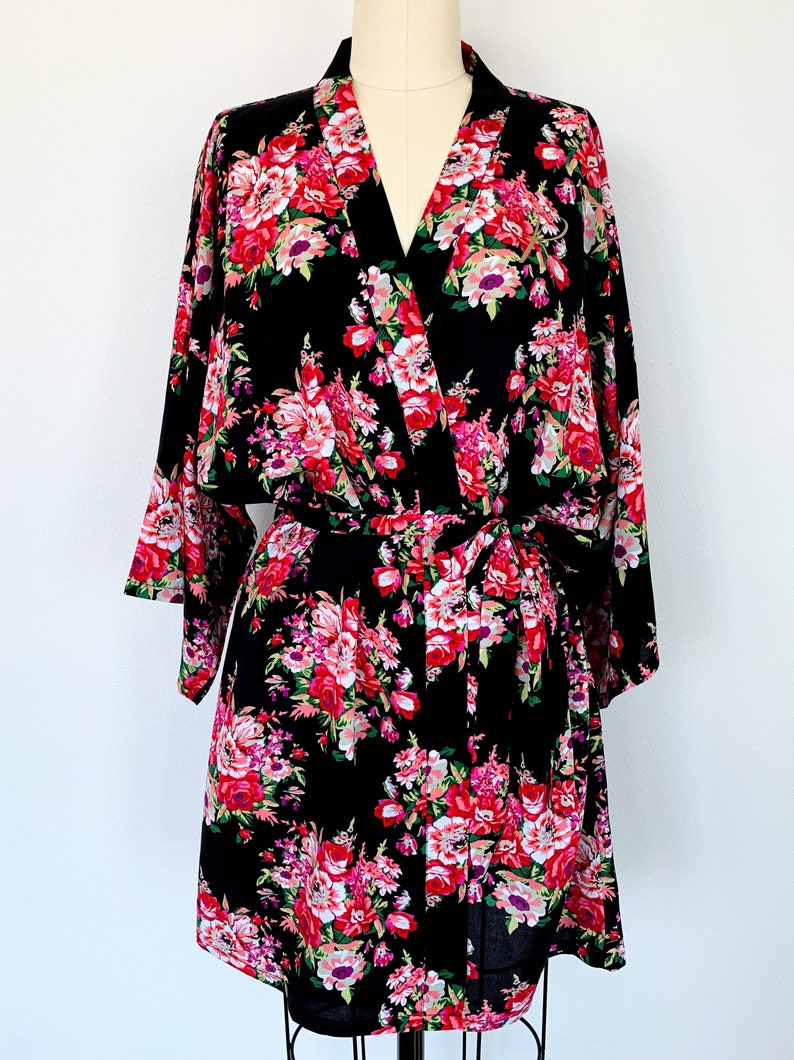 Floral Cotton Bridesmaid Robes Personalized With Initial Etsy