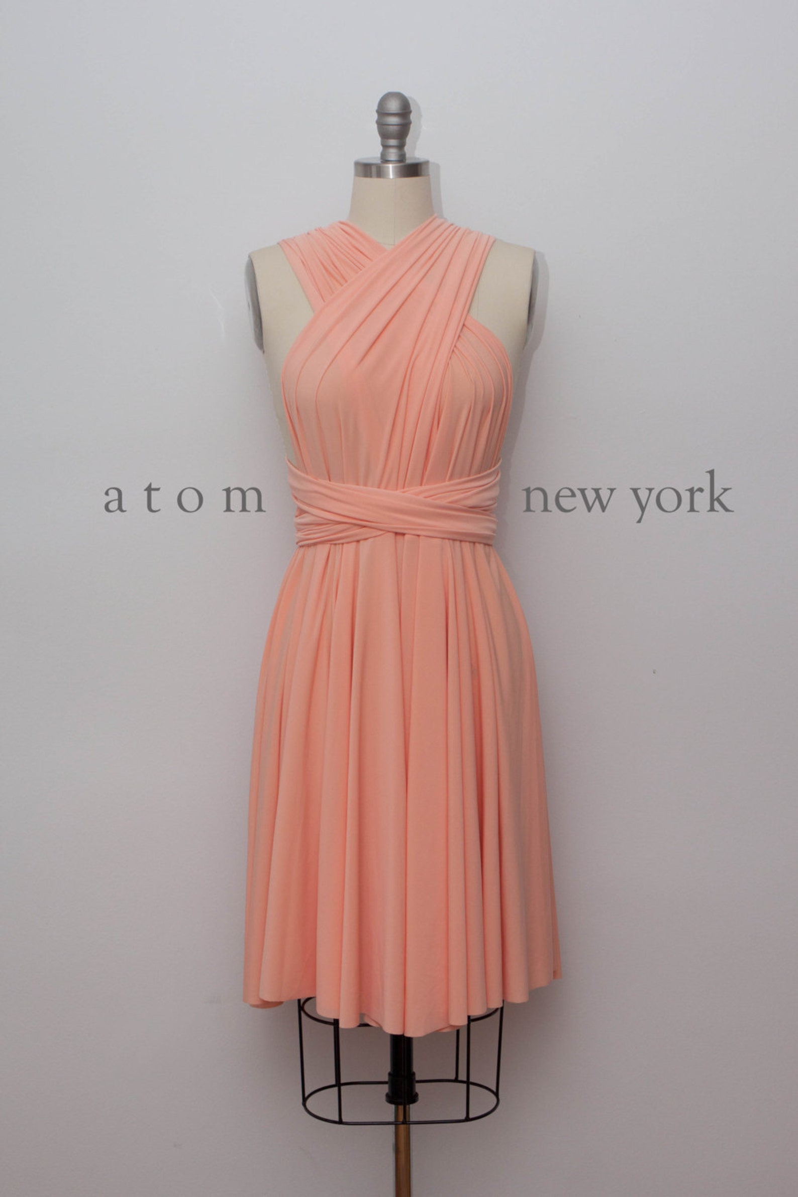 Peach SHORT Infinity Dress Convertible Formal Multiway Wrap - Etsy