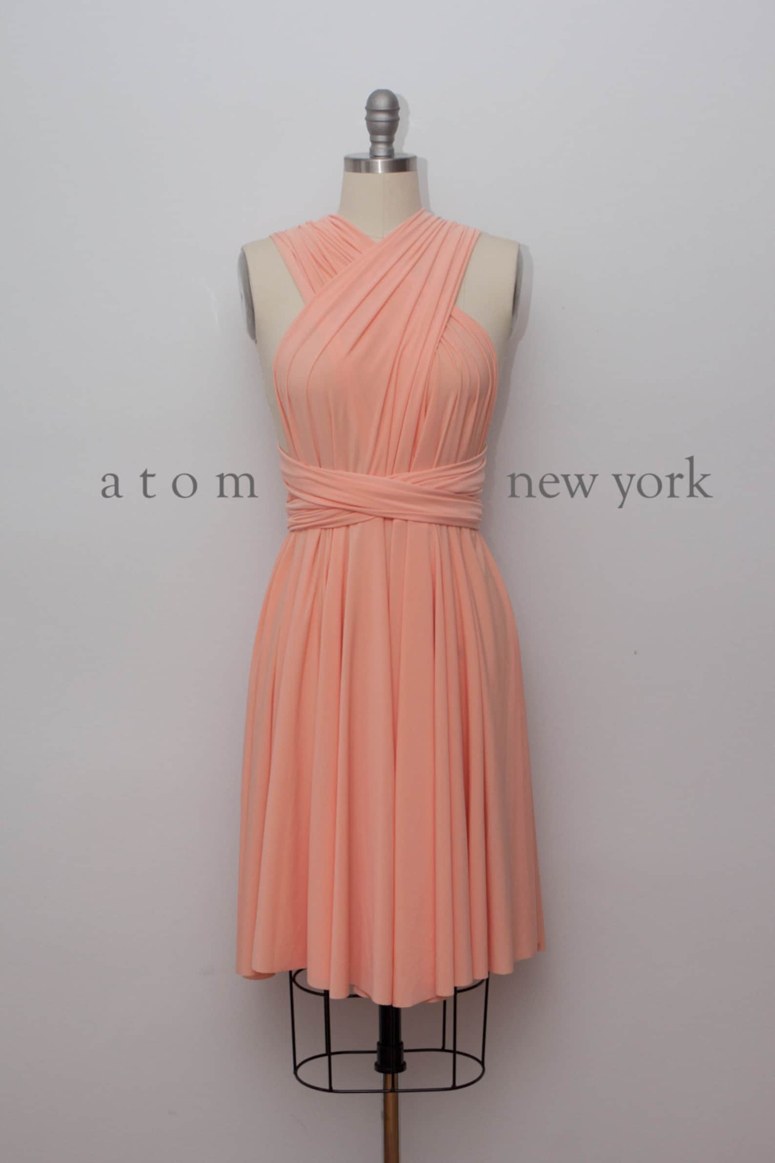 Peach SHORT Infinity Dress Convertible Formal Multiway Wrap Etsy