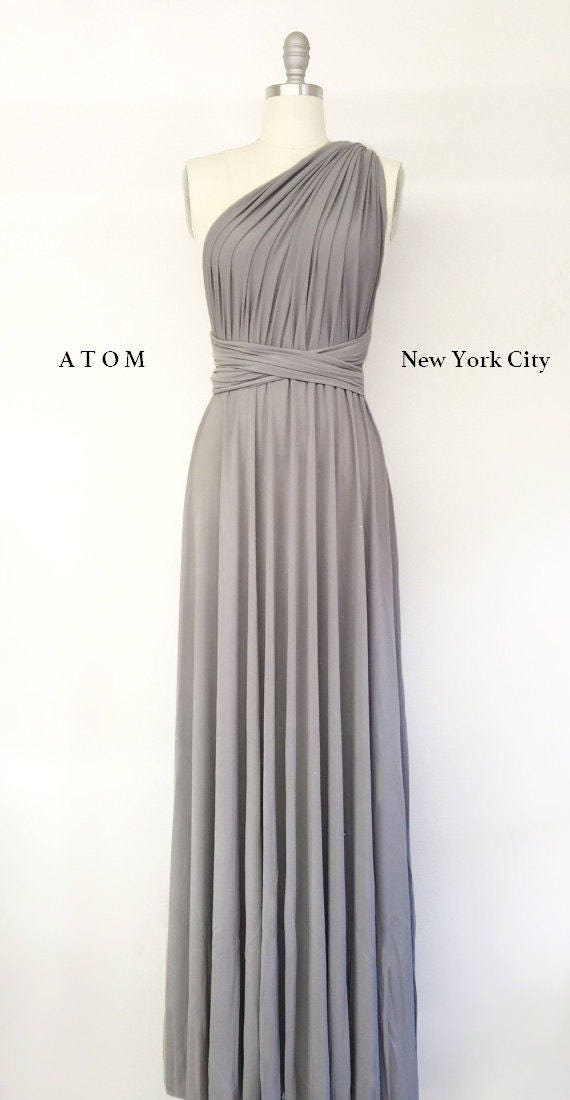 silver gray long gown