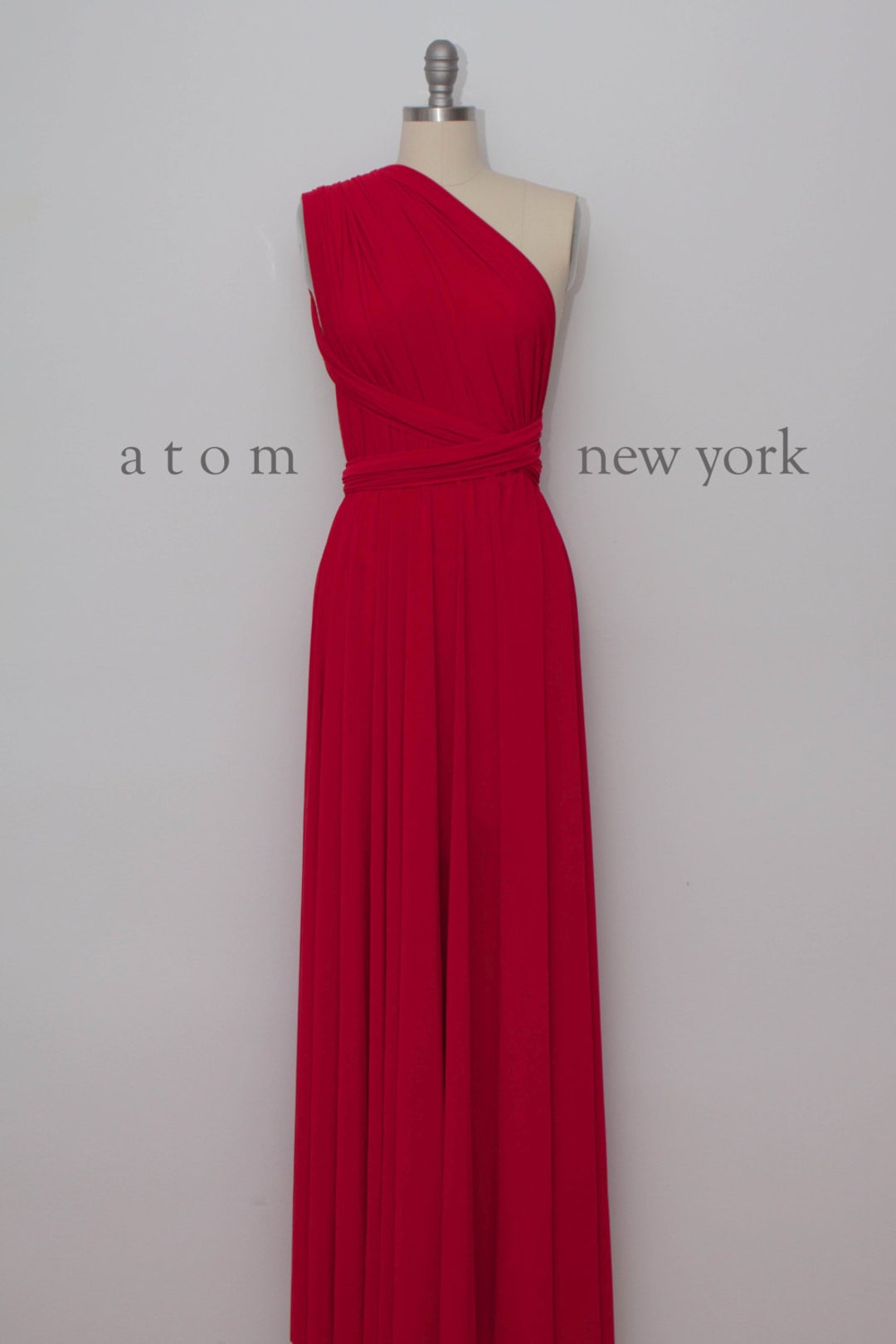 Lipstick Red Long Floor Length Ball Gown Maxi Infinity Dress Convertible Formal Multiway Wrap Bridesmaid Dress Evening Wedding Valentine's