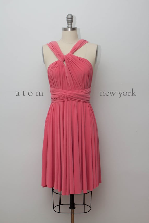 Coral SHORT Infinity Dress Convertible Formal Multiway Wrap Dress