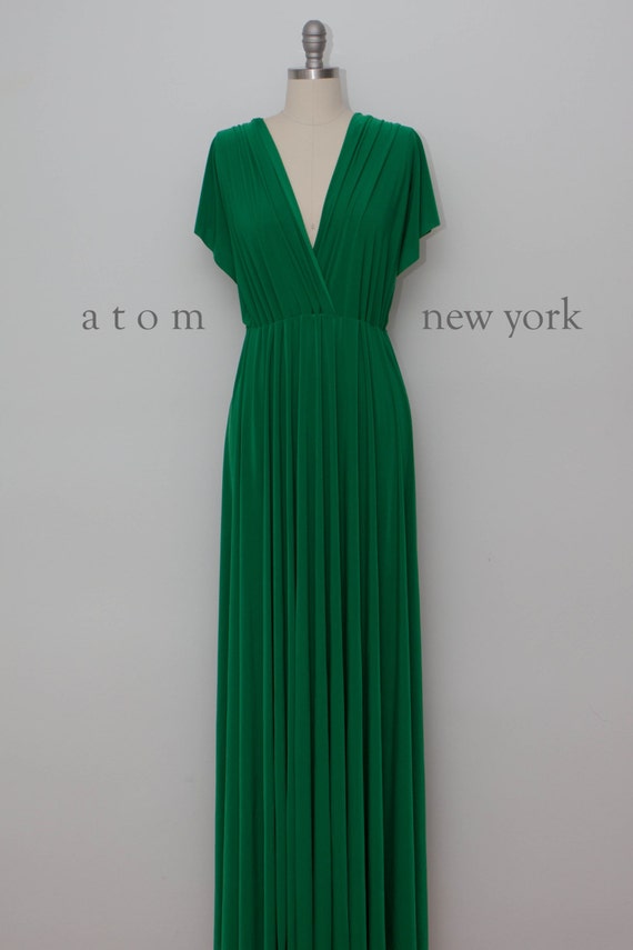 green floor length evening gown