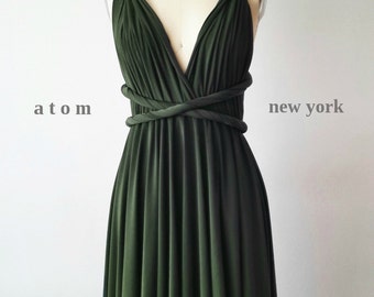 Forest Green SHORT Infinity Dress Convertible Formal Multiway Wrap Dress Bridesmaid Dress Party Dress Cocktail Dress Evening Dress Wedding